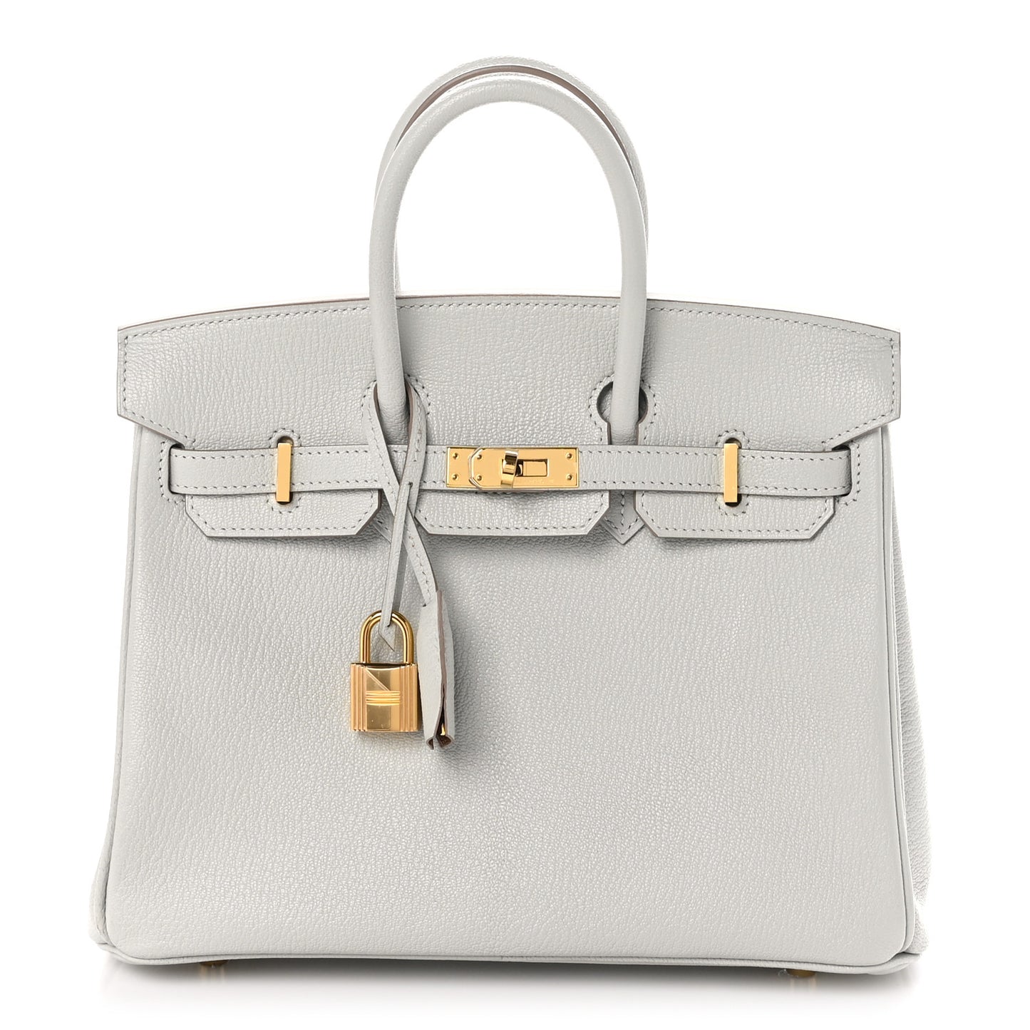 Chevre Mysore Horseshoe Birkin 25 Gris Perle Gold