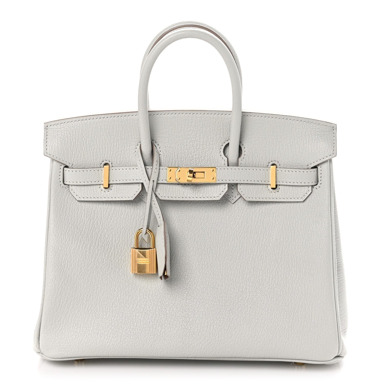 Hermes Chevre Mysore Horseshoe Birkin 25 Gris Perle Gold 1 of 12