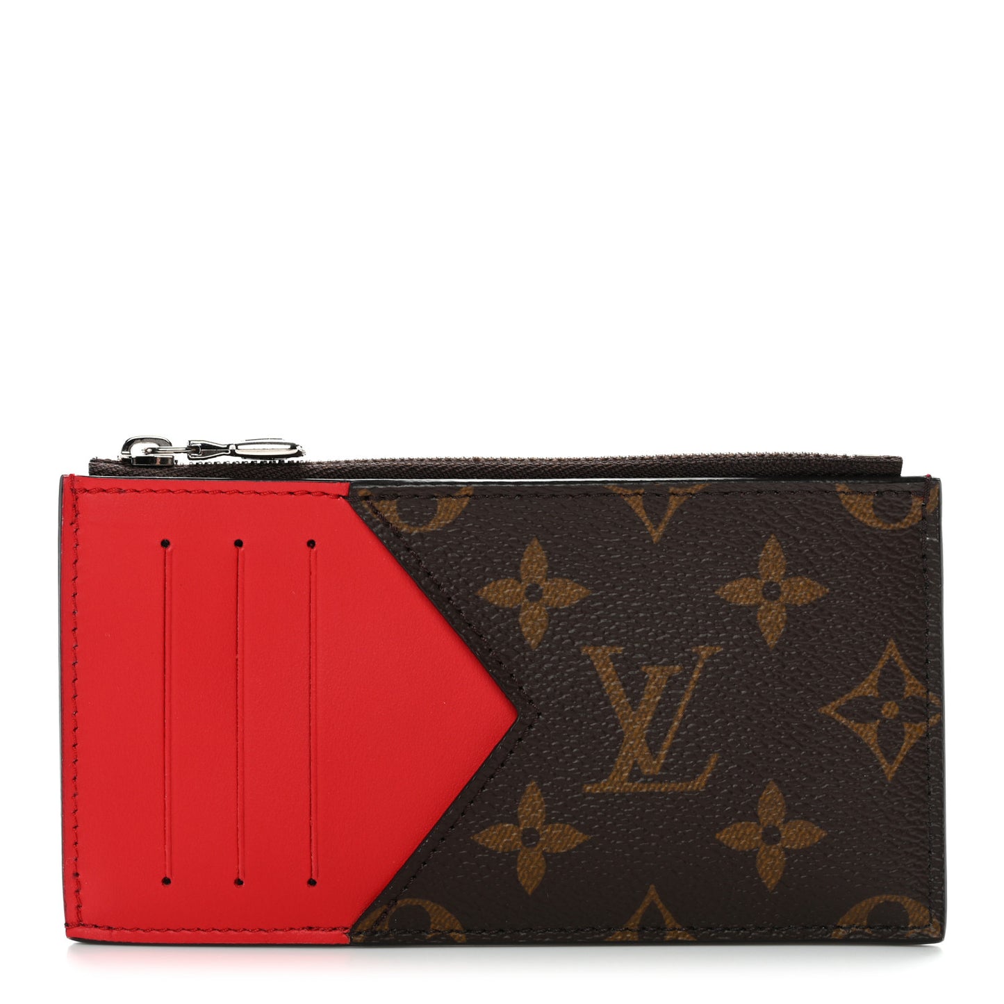 Monogram Calfskin Coin Card Holder Red