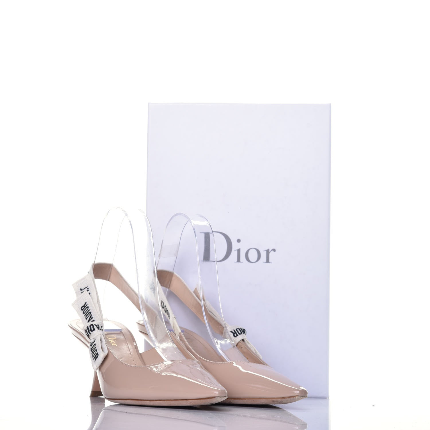 Christian Dior Patent Ribbon J'Adior Slingback 65mm Pumps 37.5 Nude 9 of 12
