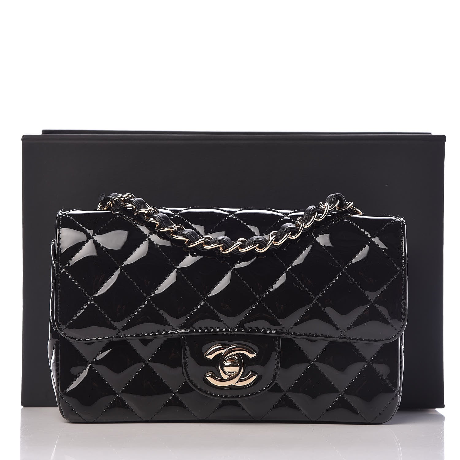 Chanel Patent Calfskin Quilted Mini Rectangular Flap Black 11 of 11