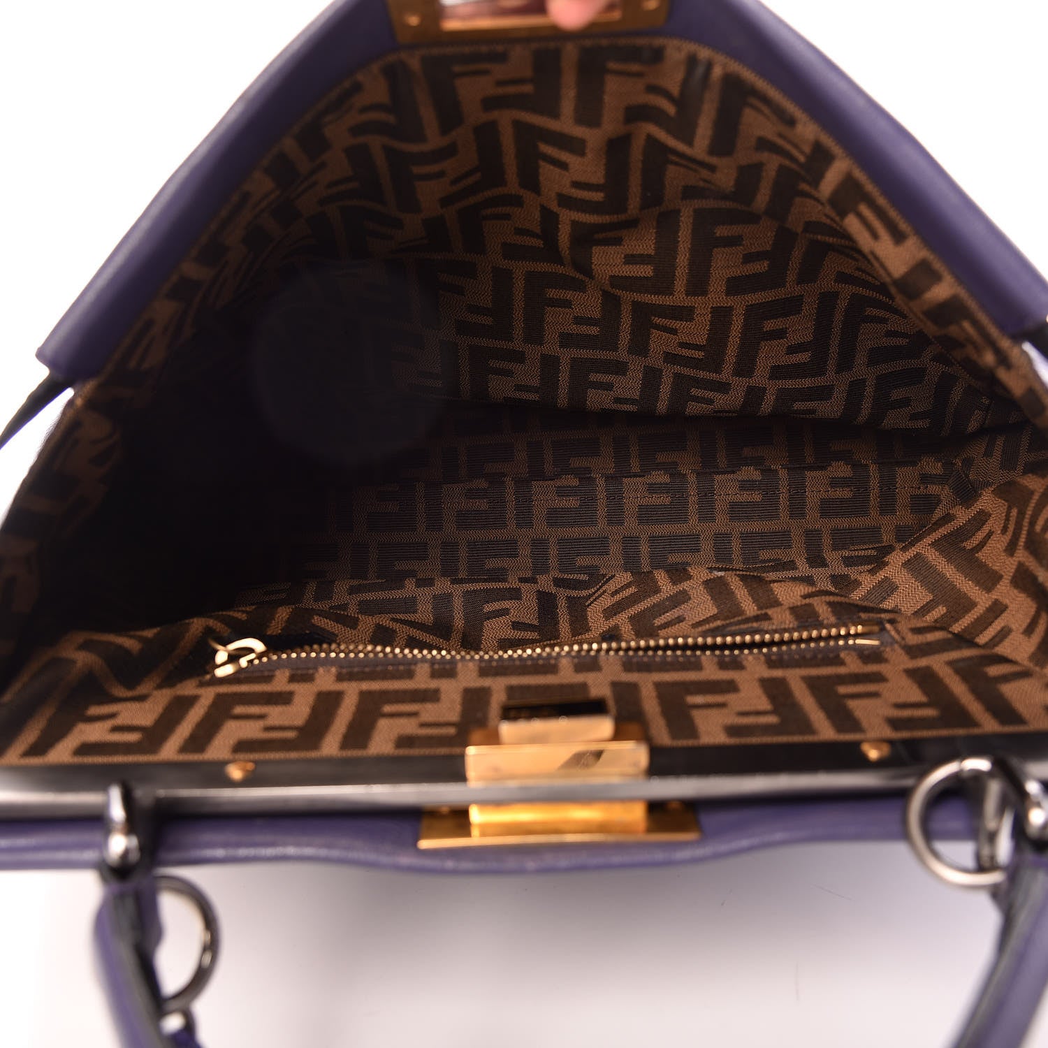 Fendi Goatskin Zucca Large Peekaboo Iconic Satchel Purple 6 of 14