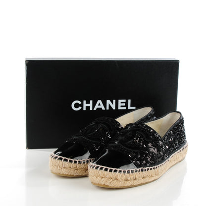 Chanel Patent Sequin CC Espadrilles 37 Black 2 of 10