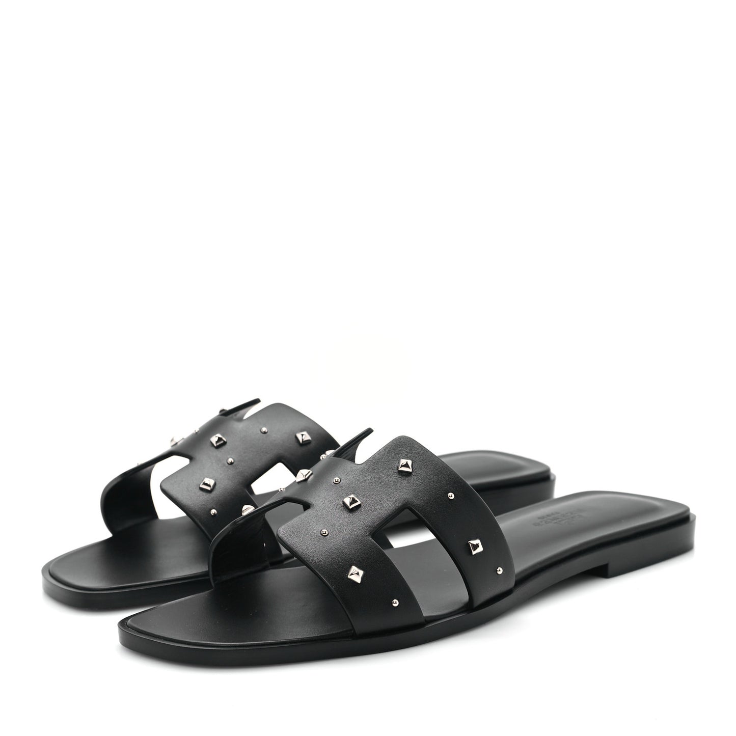 Calfskin Studded Oran Sandals 37.5 Black