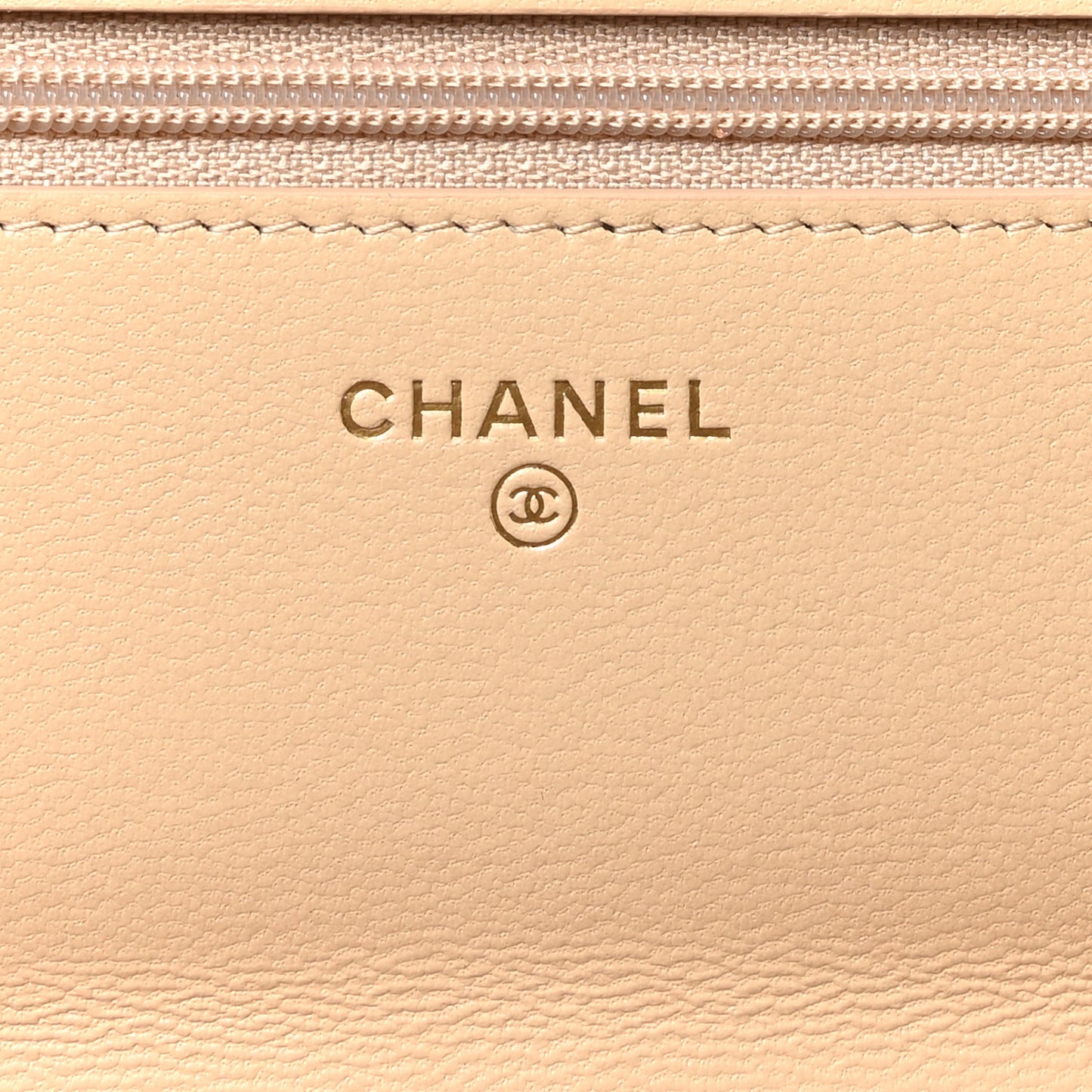 Lambskin Quilted Chanel 19 Wallet On Chain WOC Beige