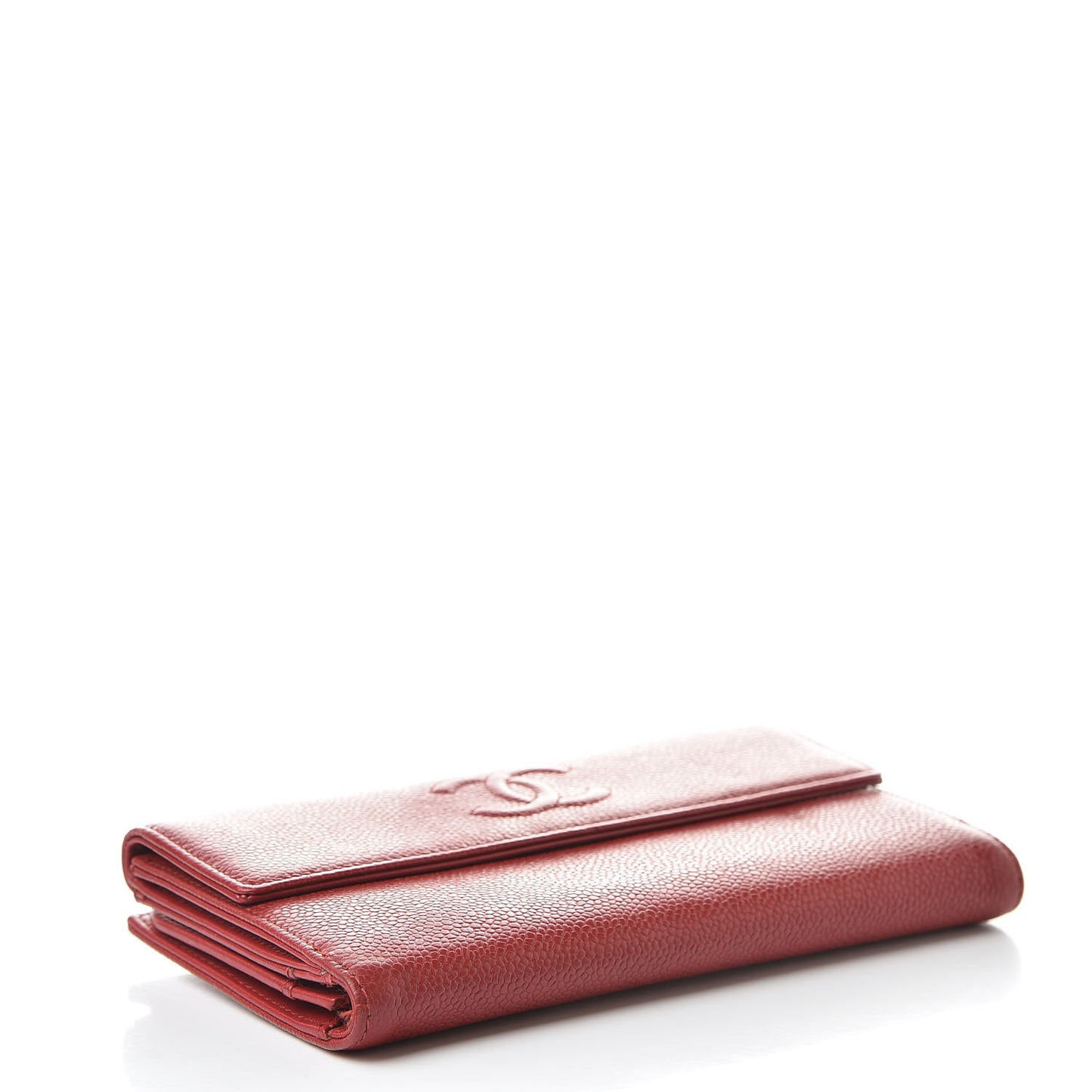 Caviar CC Long Flap French Wallet Red