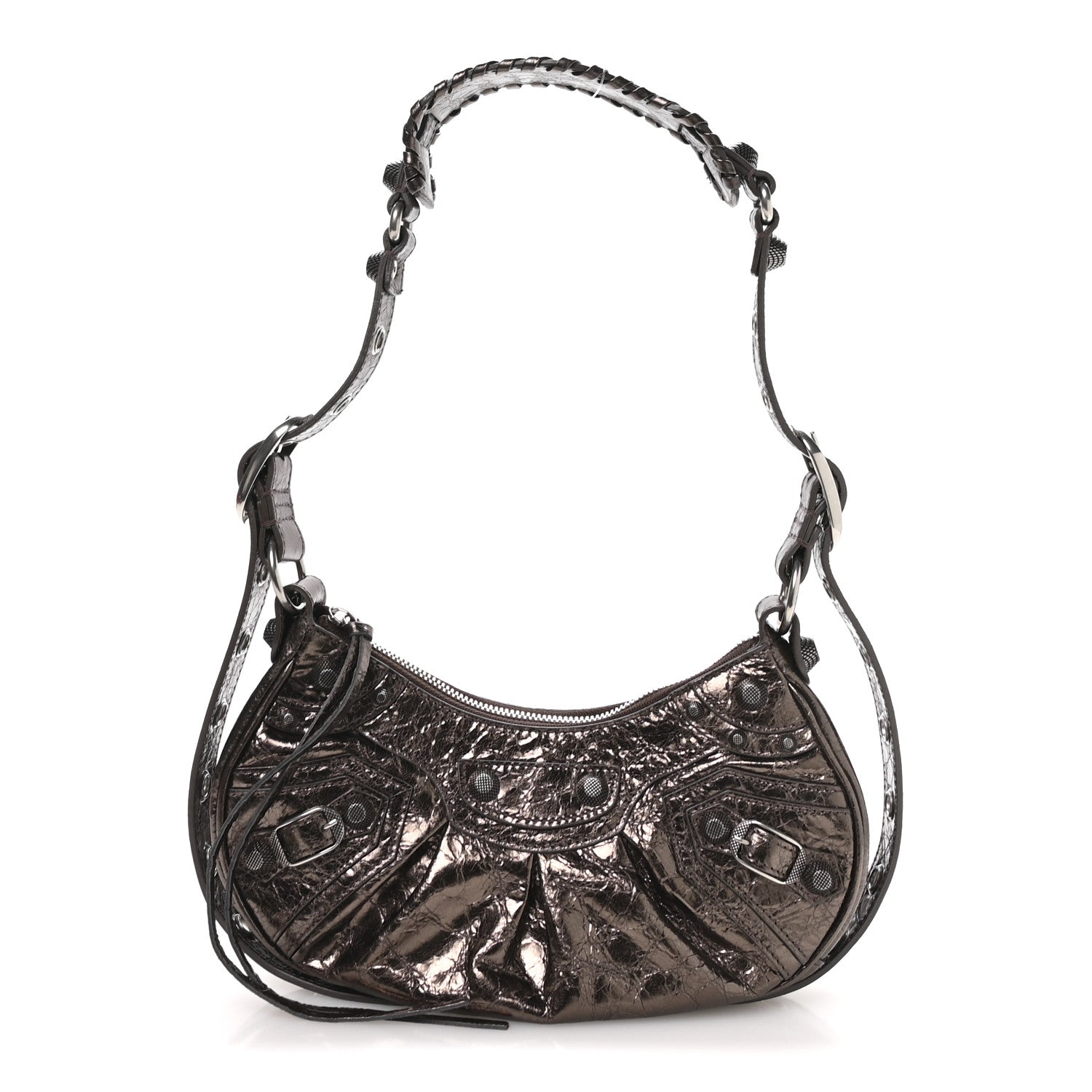 Balenciaga Metallic Agneau Arena Le Cagole Shoulder Bag XS  Dark Bronze 1 of 10