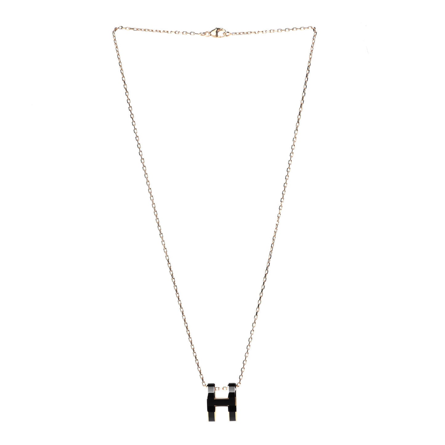 Lacquered Gold Pop H Pendant Necklace Black