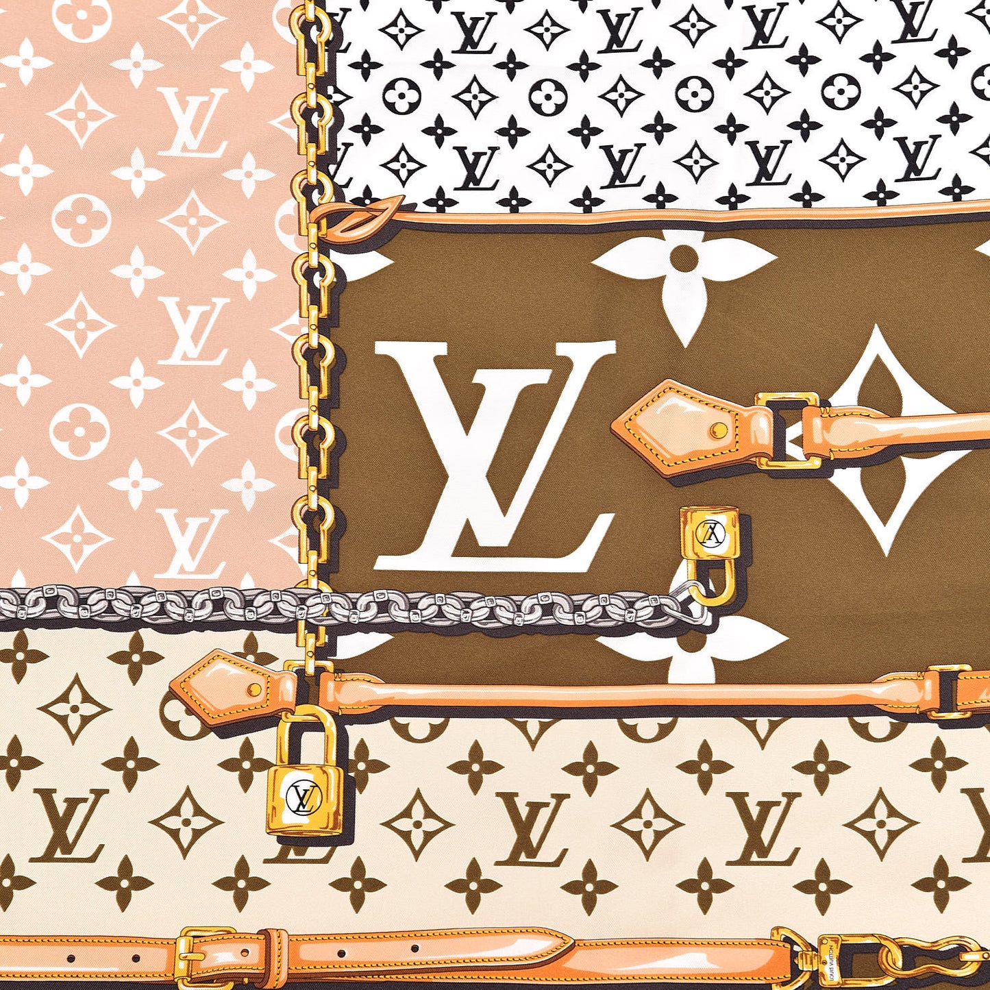Silk Monogram Confidential Square Scarf Kaki