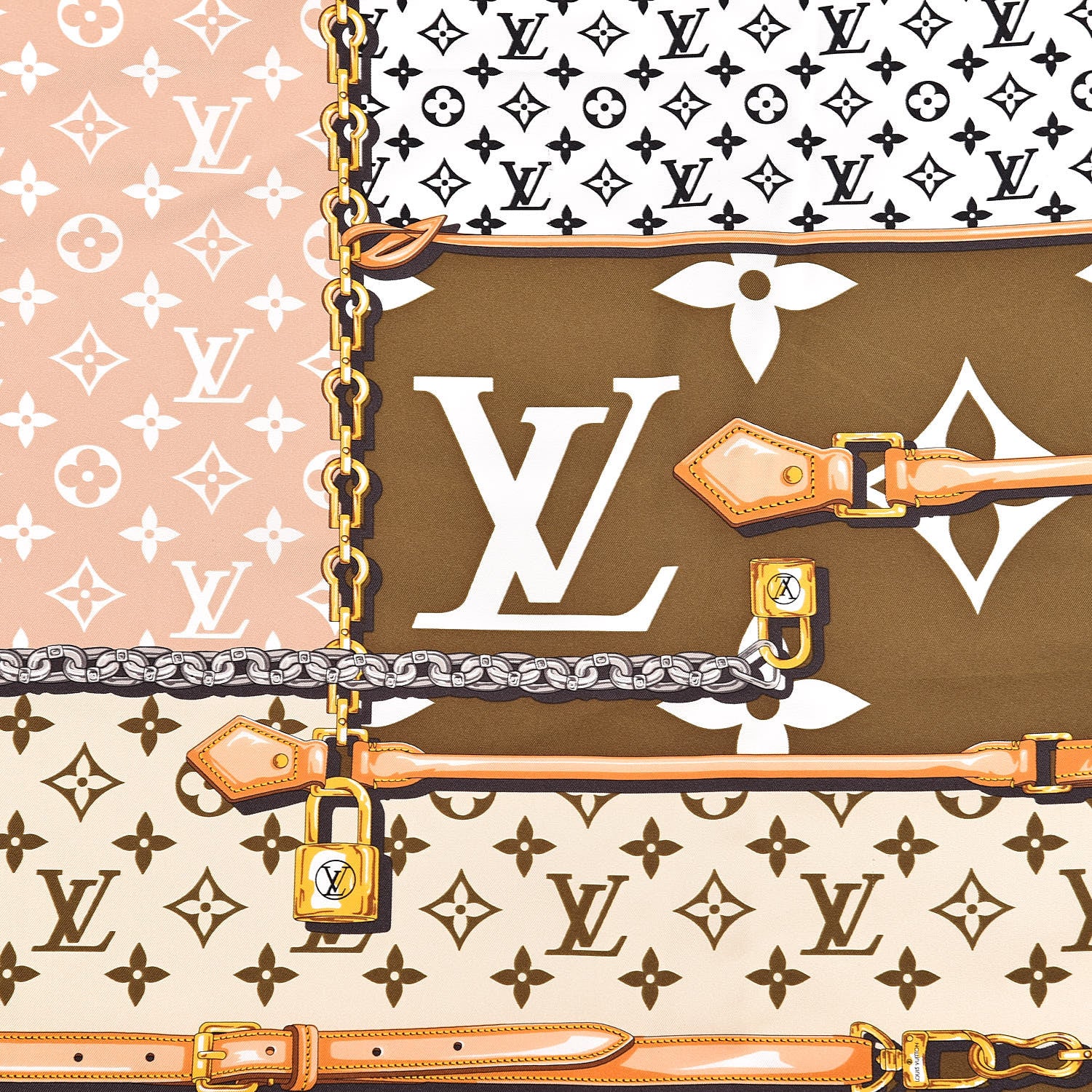 Louis Vuitton Silk Monogram Confidential Square Scarf Kaki 3 of 4