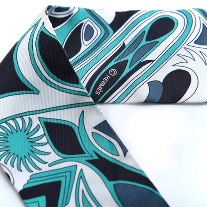 Hermes Silk Folklore Twilly White Menthol Gris 3 of 3