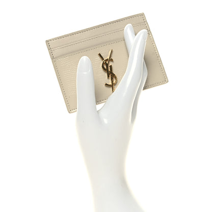 Saint Laurent Lizard Embossed Monogram Credit Card Case Crema Soft 2 of 8