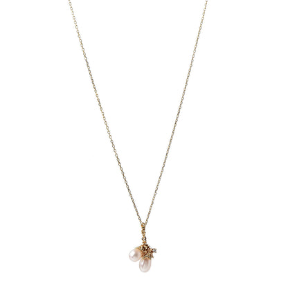 Mikimoto 18K Yellow Gold Diamond Akoya Pearl Freeform Pendant Necklace 1 of 5