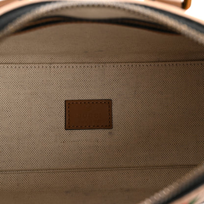 Gucci Monogram Textured Dollar Calfskin Web Mini Bauletto Duffle Top Handle Bag Black Koi Beige 5 of 13