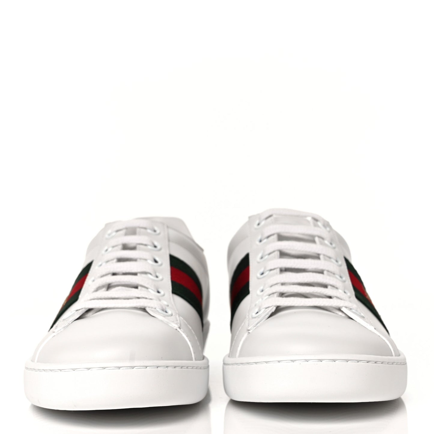 Calfskin Ayers Bee Embroidered Womens Ace Sneakers 36 White Green