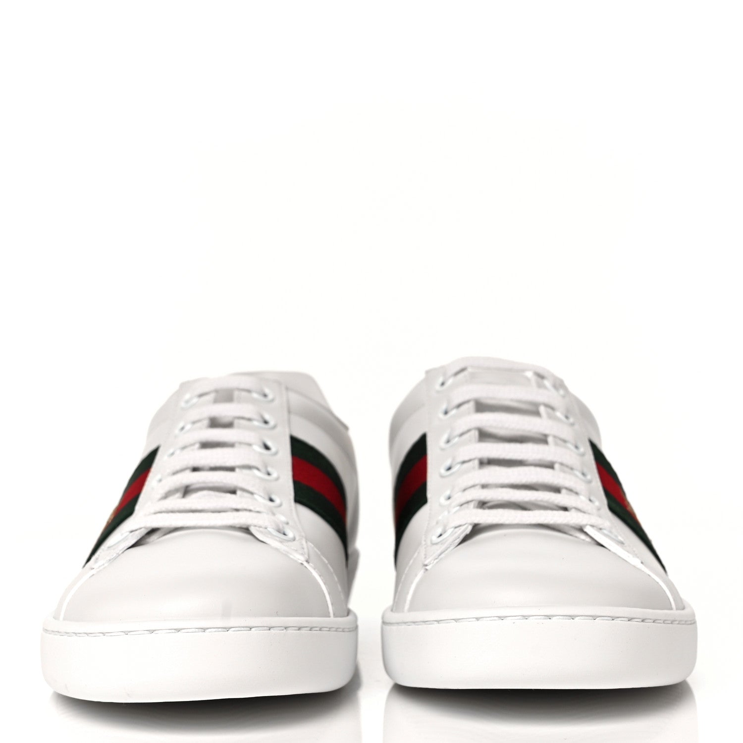 Gucci Calfskin Ayers Bee Embroidered Womens Ace Sneakers 36 White Green 2 of 10