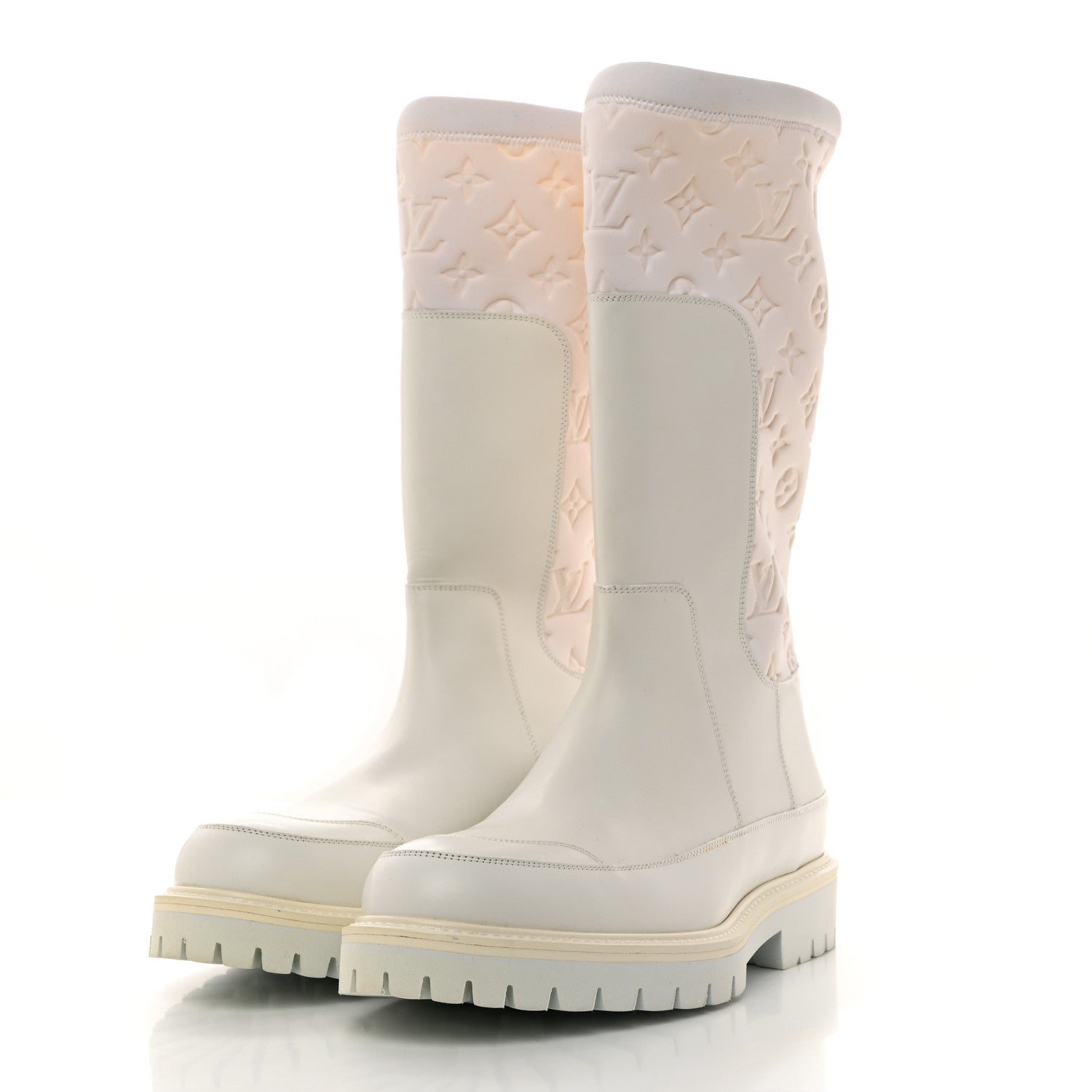 Louis Vuitton Calfskin Monogram Embossed Neoprene Mens Landscape Ankle Boot 8 White 3 of 9