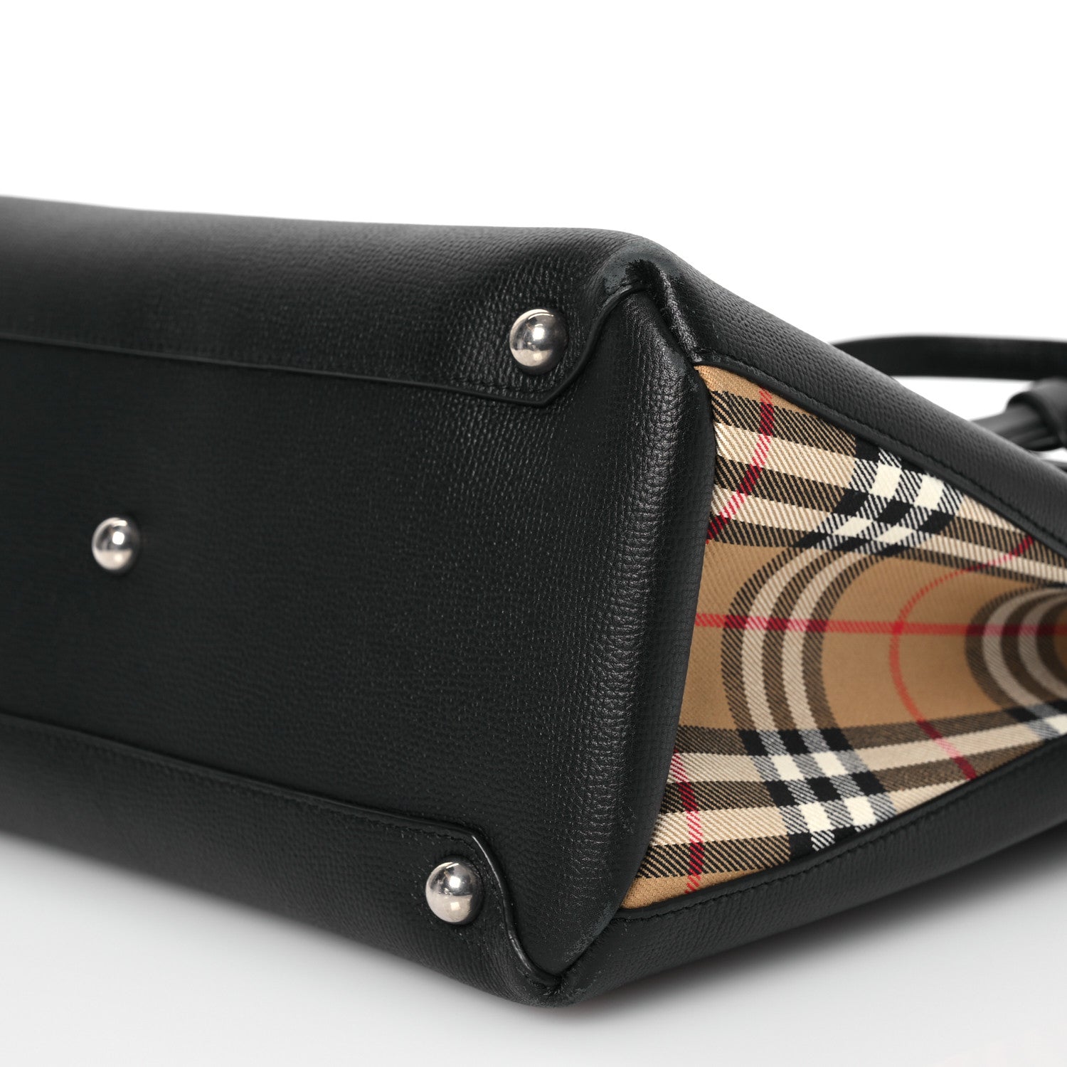 Burberry Derby Calfskin Vintage Check Medium Banner Tote Black 12 of 15