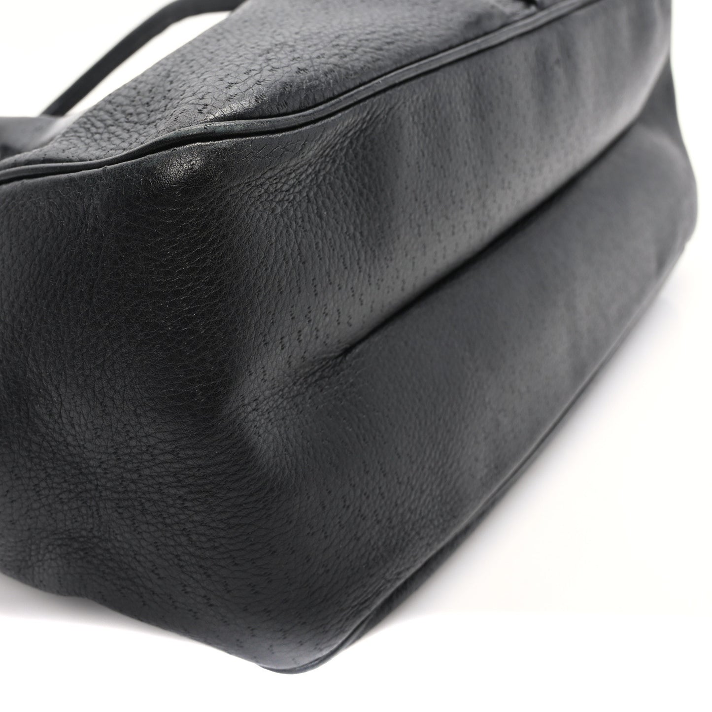 Calfskin Perforated Gancini Trifolio Top Handle Bag Black