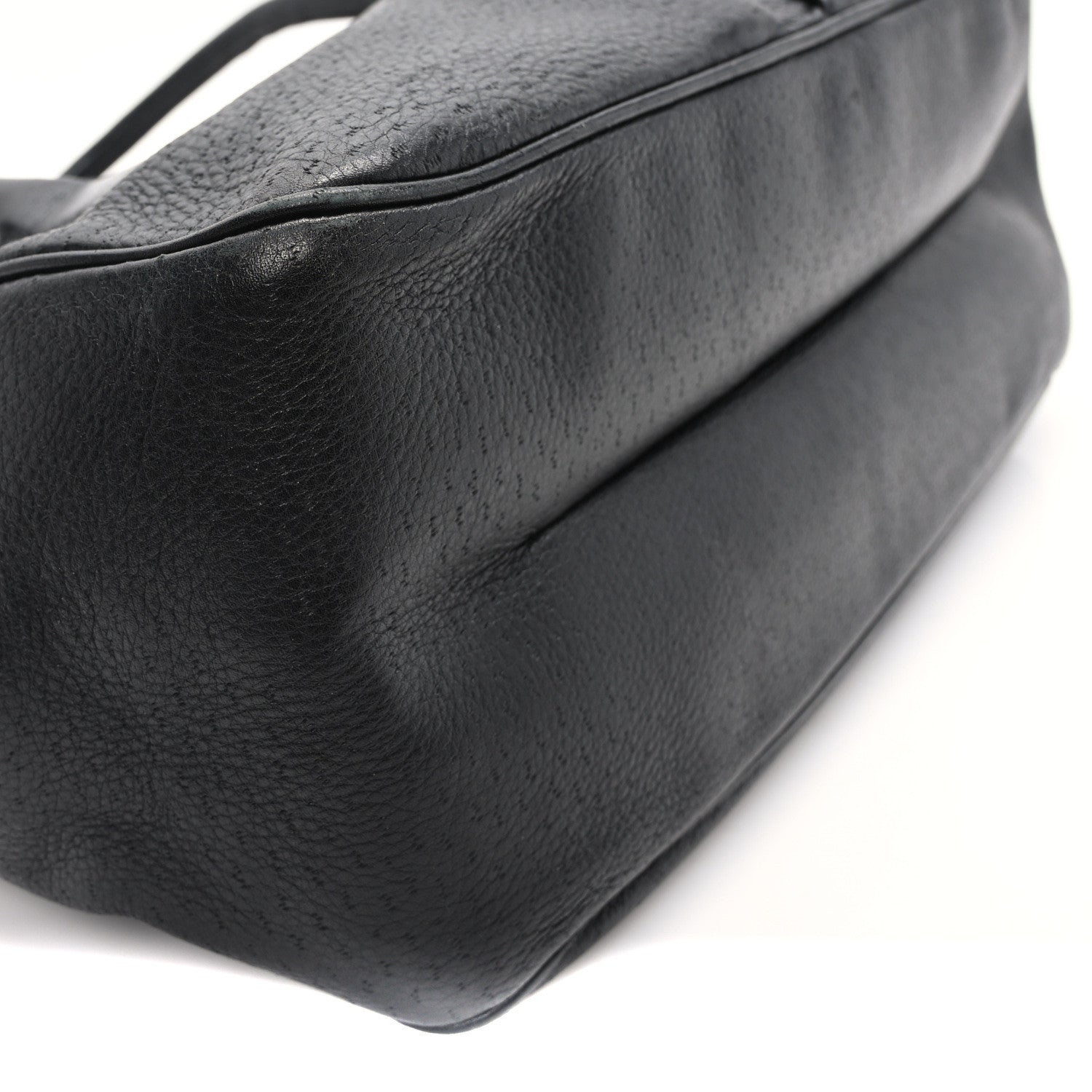 Salvatore Ferragamo Calfskin Perforated Gancini Trifolio Top Handle Bag Black 8 of 10