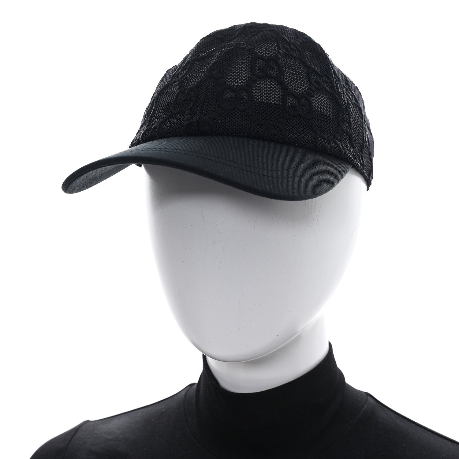 Gucci Mesh GG Monogram Shivali Baseball Hat M Black 2 of 10