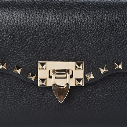 Valentino Garavani Pebbled Calfskin Medium Rockstud Flip Lock Crossbody Bag Black 9 of 9