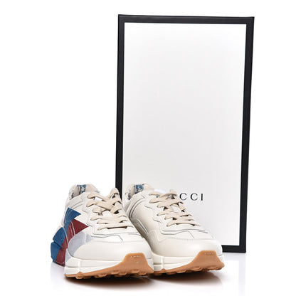 Gucci Calfskin Glitter Web Print Womens Rhyton Sneakers 36.5 Mystic White 9 of 9