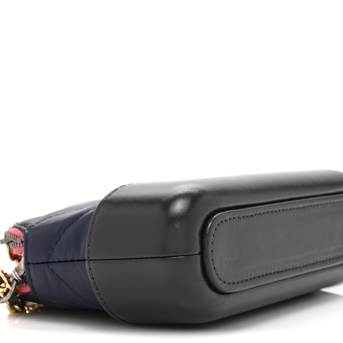 Chanel Aged Calfskin Chevron Quilted Small Gabrielle Clutch With Chain  Navy Black Pink 12 of 13