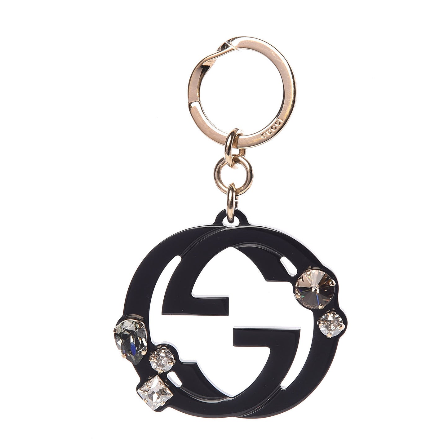 Crystal Resin Interlocking G Key Charm Black