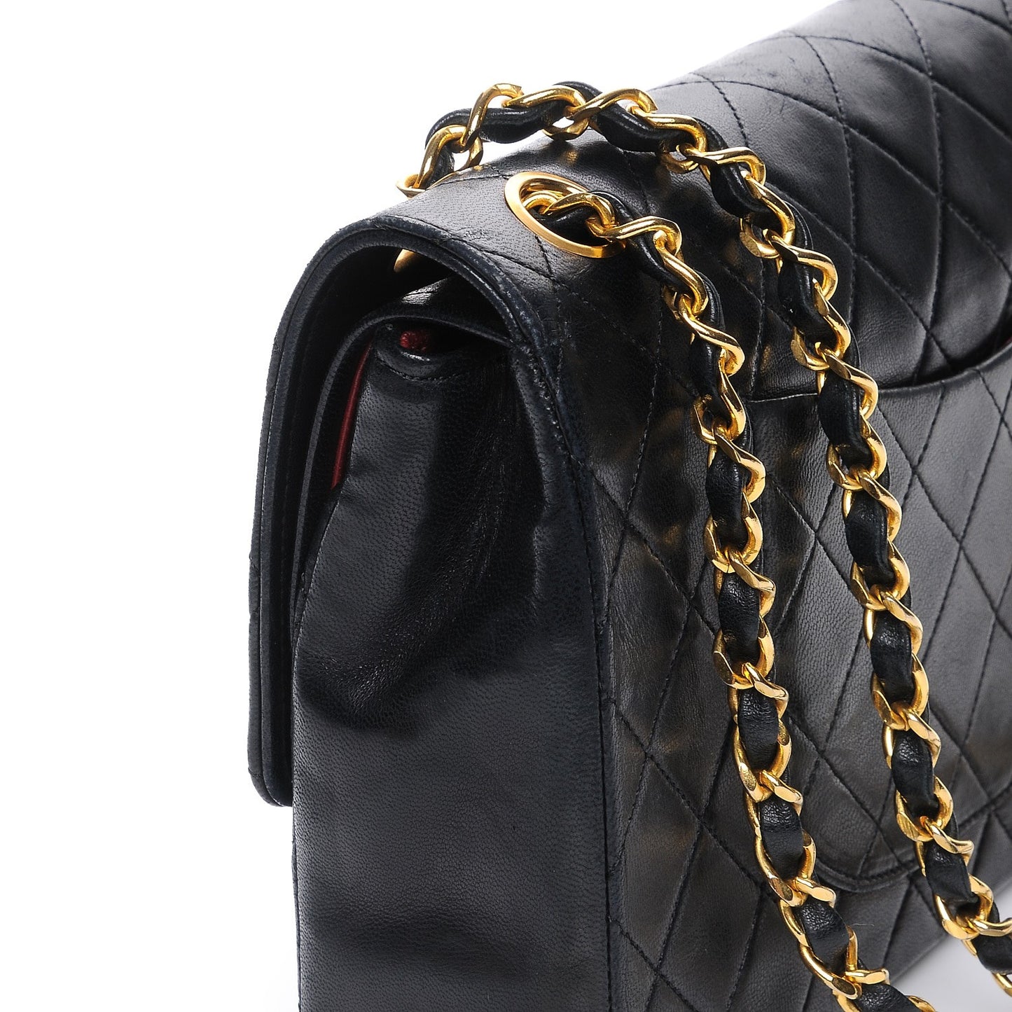 Lambskin Quilted Medium Double Flap Black