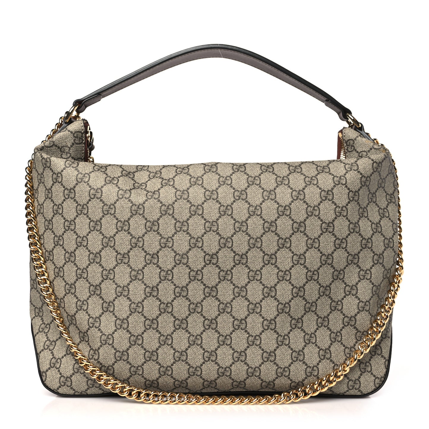 GG Supreme Monogram Large Linea A Hobo Light Brown