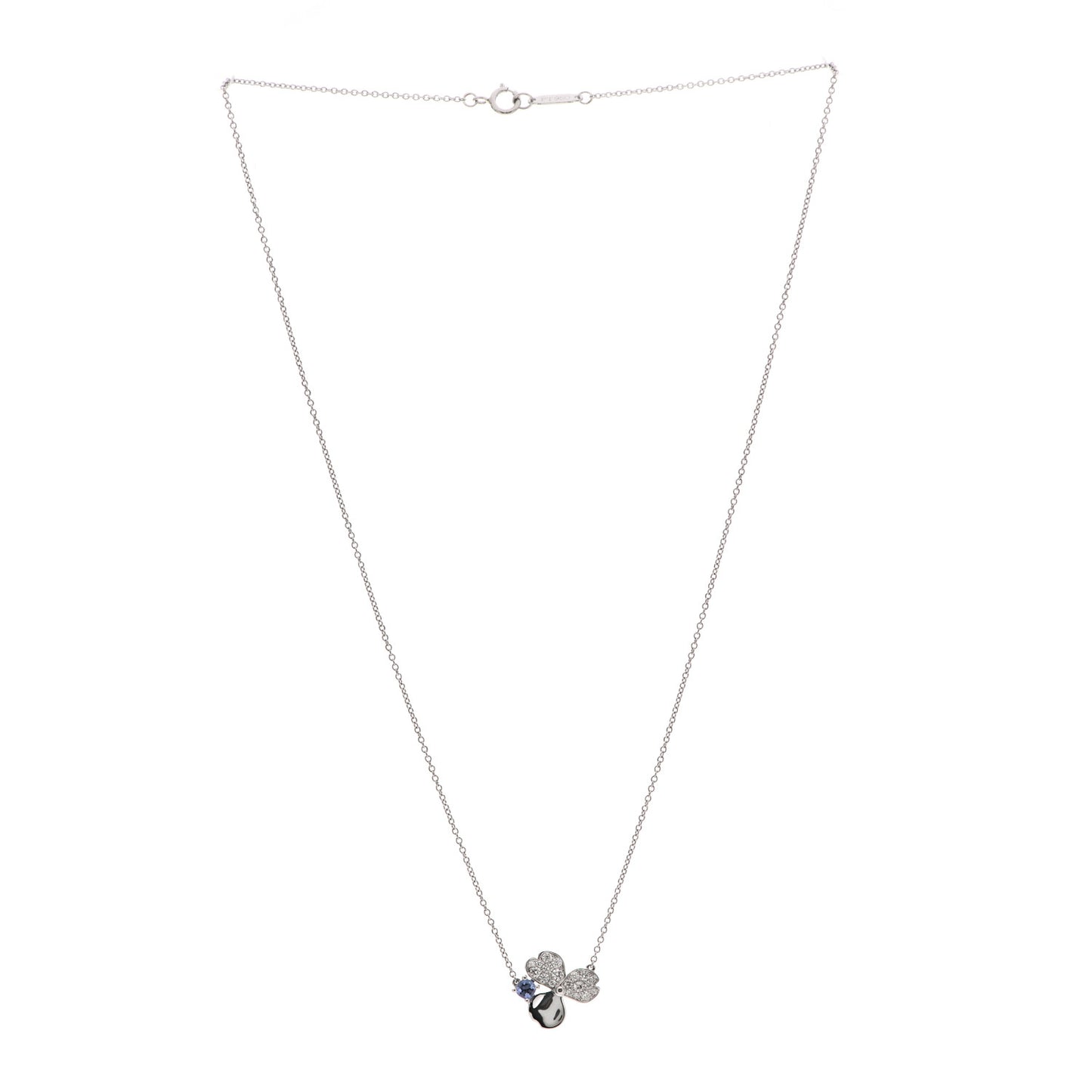 Platinum Diamond Tanzanite Paper Flowers Pendant Necklace