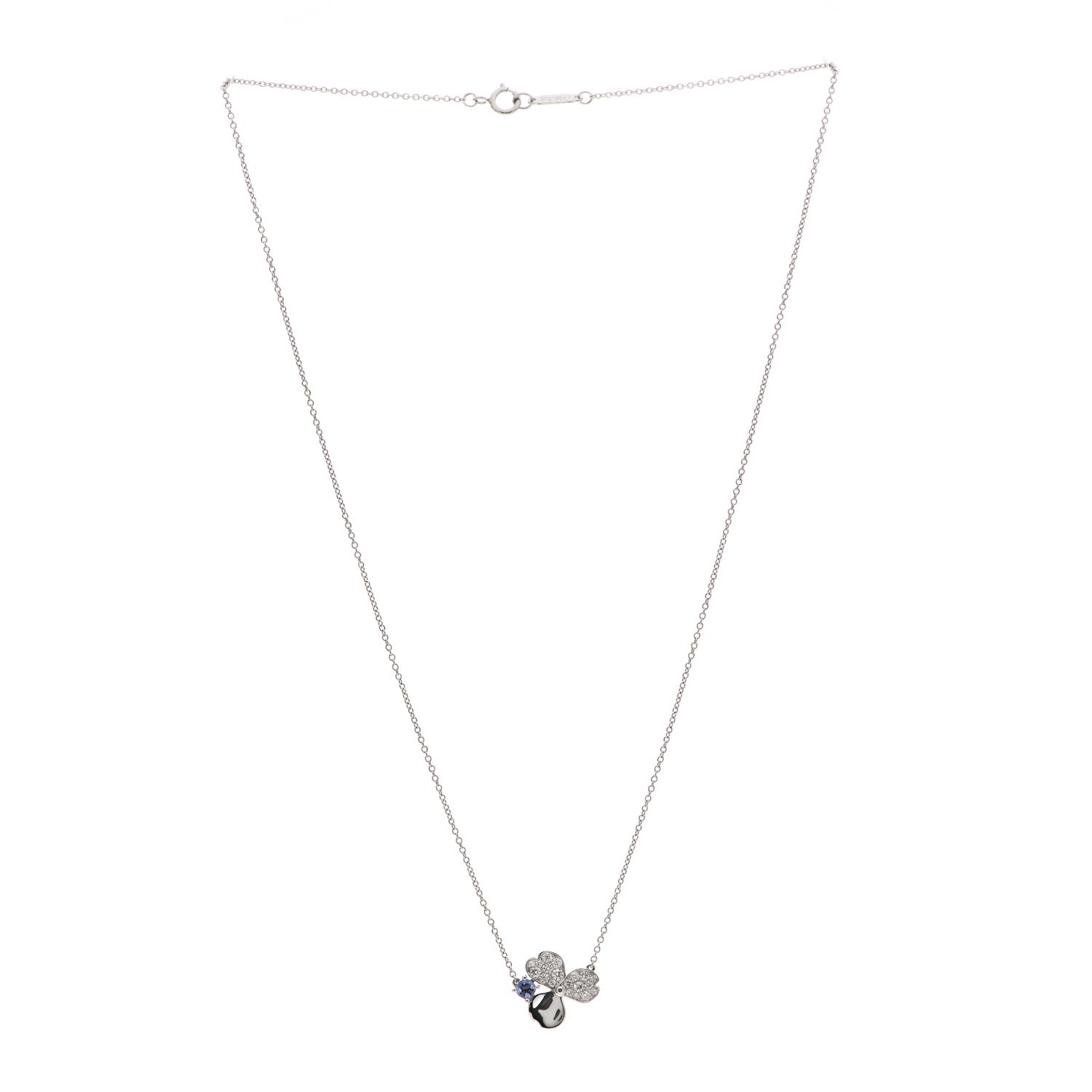Tiffany Platinum Diamond Tanzanite Paper Flowers Pendant Necklace 3 of 6