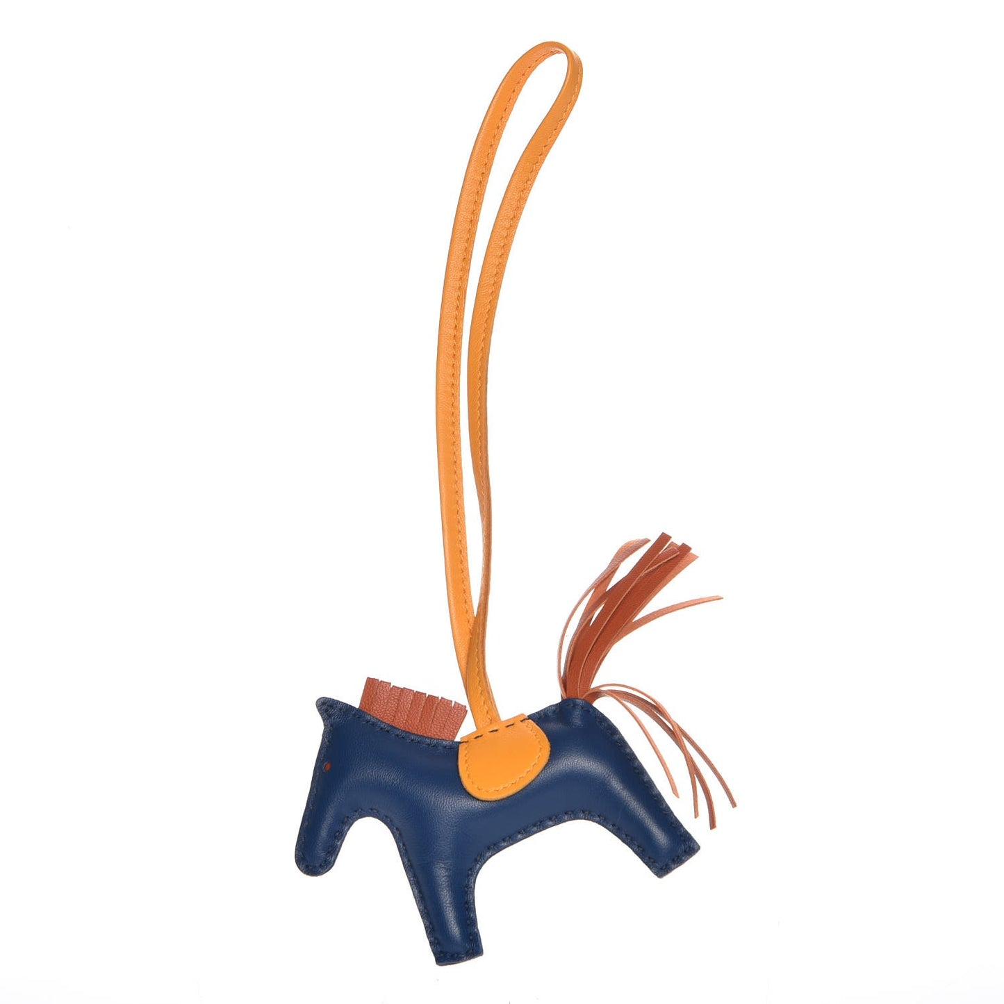 Milo Lambskin Grigri Rodeo Horse Bag Charm PM Bleu de Malte Cornaline Jaune D'Or