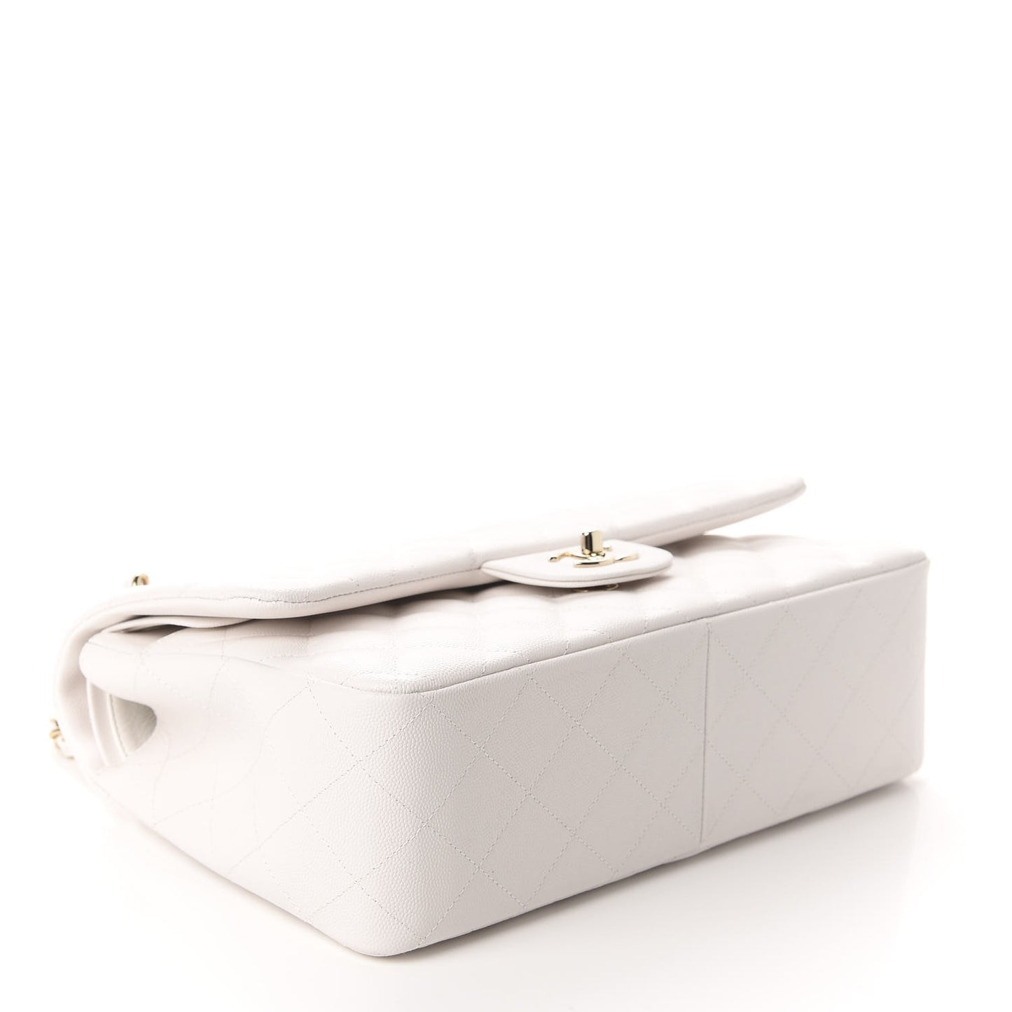 Caviar Quilted Jumbo Double Flap White
