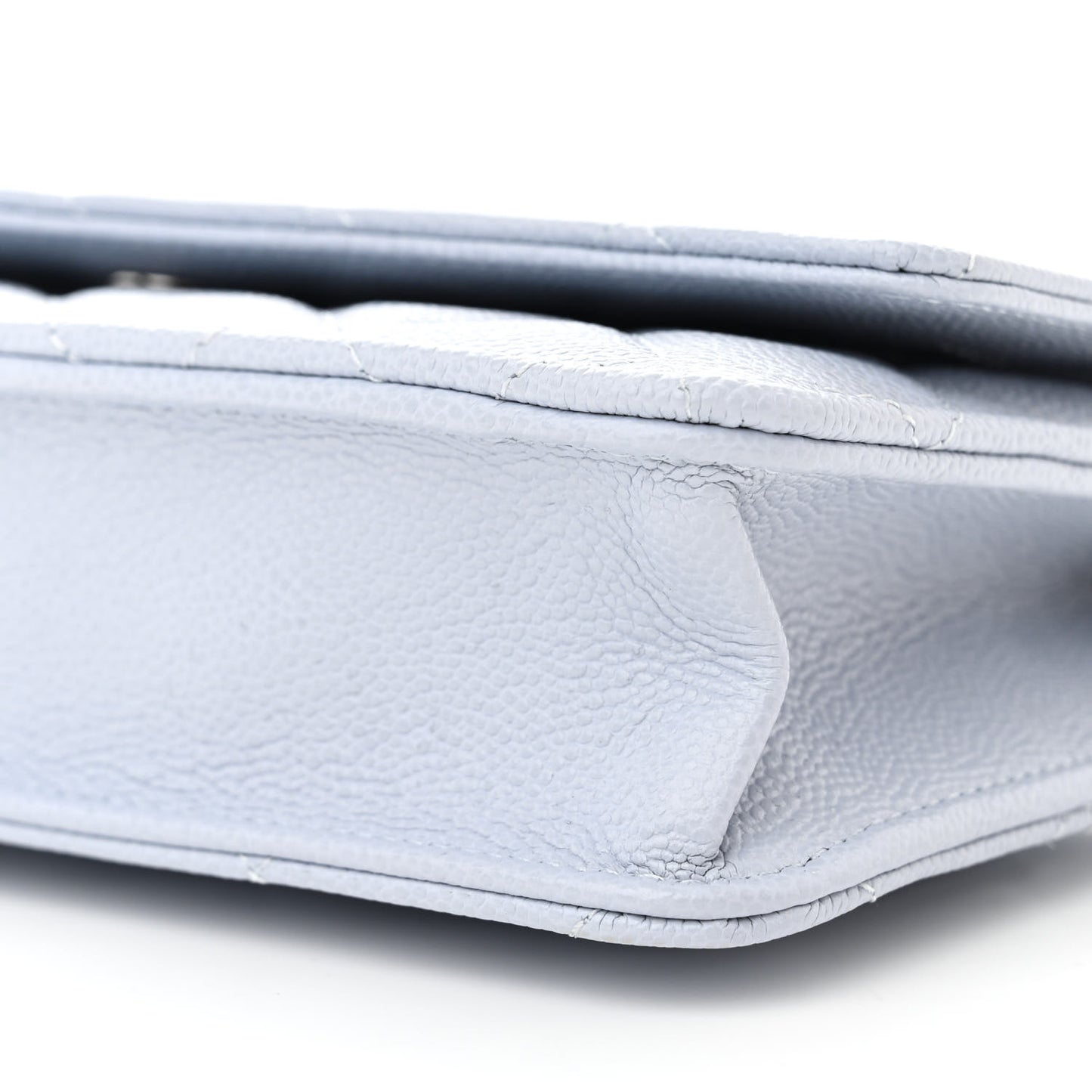 Caviar Quilted Wallet on Chain WOC Light Blue