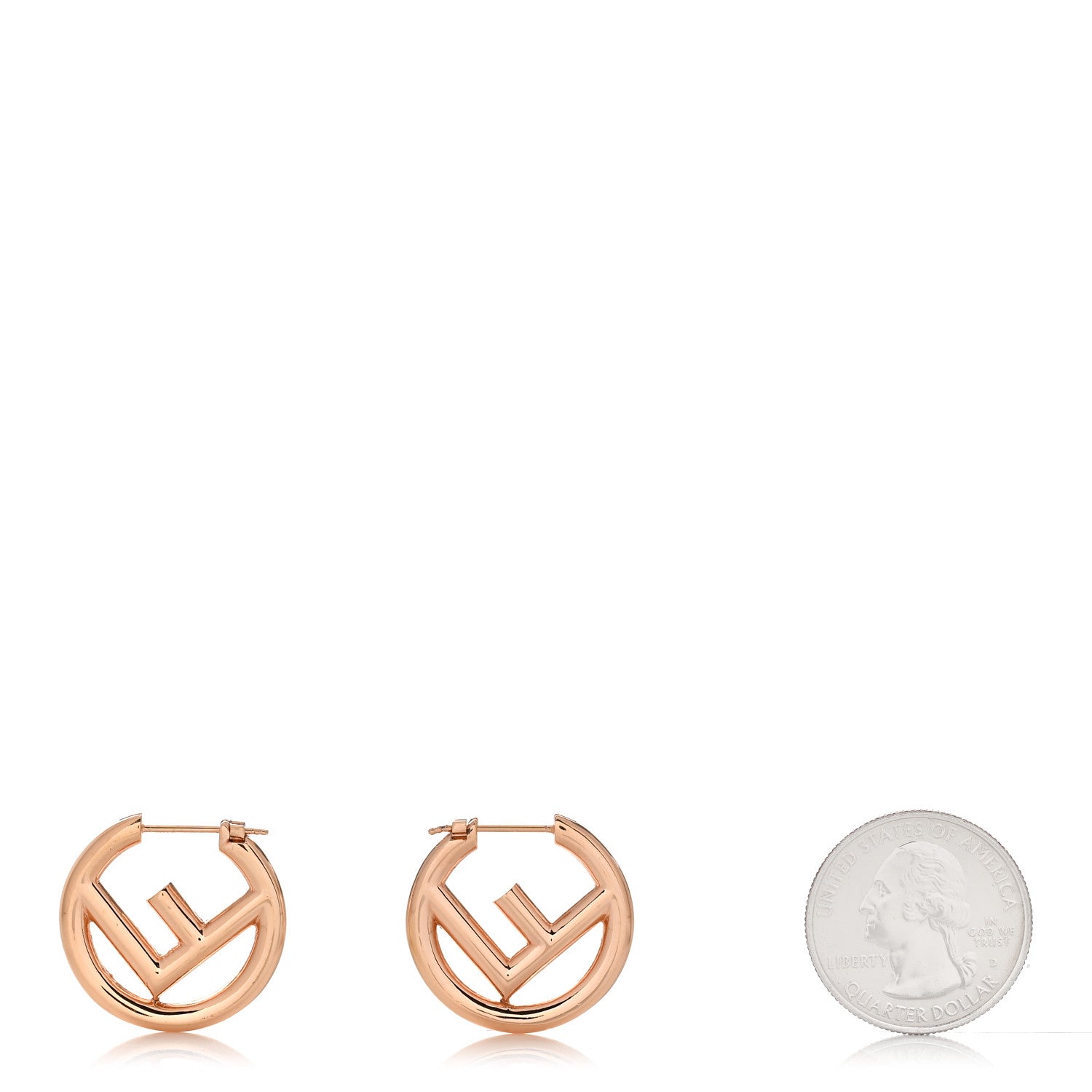 Fendi Metal FF Hoop Earrings Rose Gold 2 of 5
