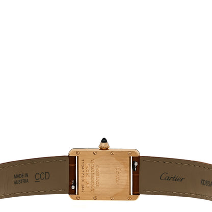 Cartier 18K Yellow Gold Alligator 22mm Tank Louis Quartz Watch Brown 4 of 5