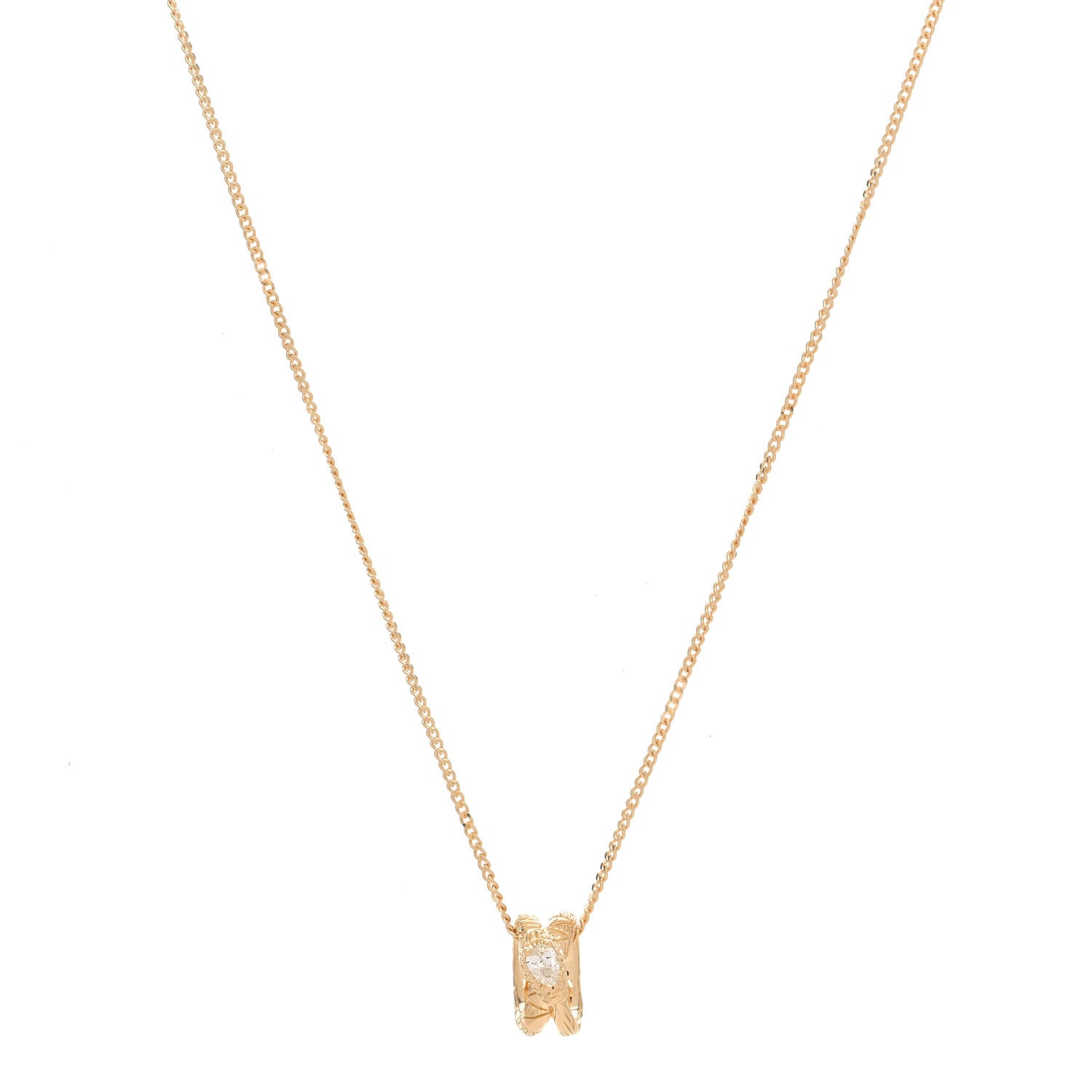 Gucci 18K Yellow Gold Diamond Ouroboros Pendant Necklace 1 of 4