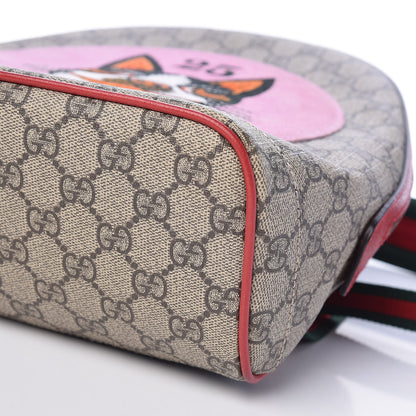 Gucci GG Supreme Monogram Web Bosco Patch Dome Backpack Beige Malva Hibiscus Red 10 of 10