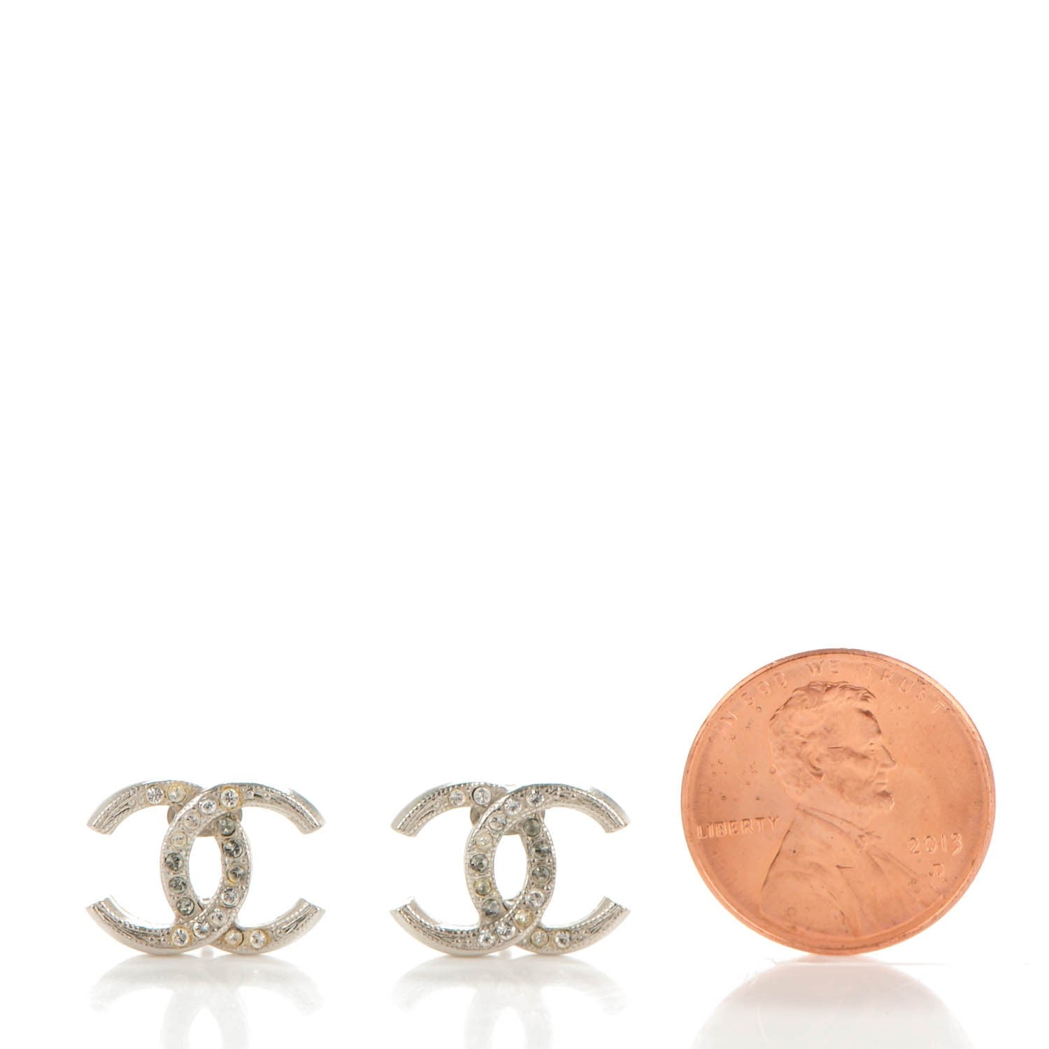 Chanel Crystal CC Earrings Silver 2 of 6