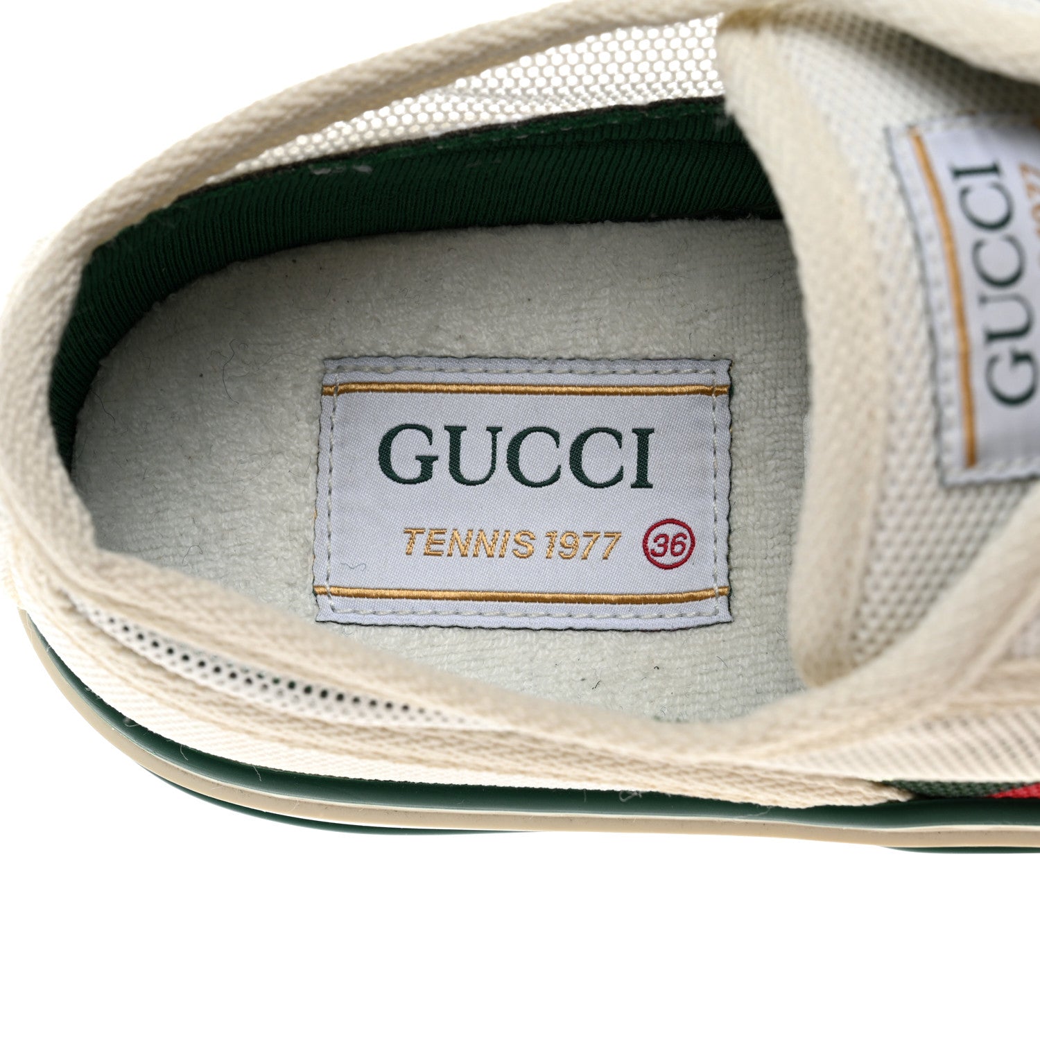 Gucci Mesh Web Womens 1977 Tennis Sneakers 36 Great White Mystic White 6 of 10