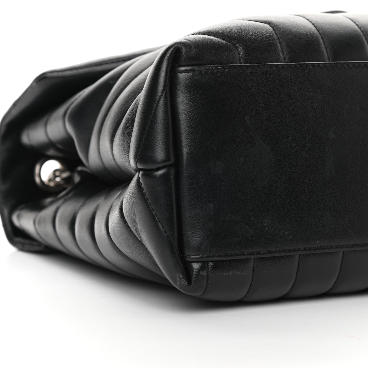 Calfskin Y Quilted Monogram Medium Loulou Chain Satchel Black