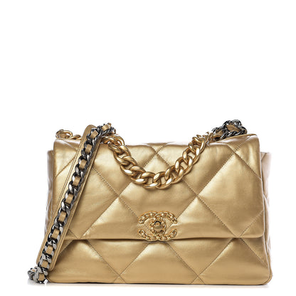 Chanel Goatskin Quilted Large 19 Flap Gold 1 of 9