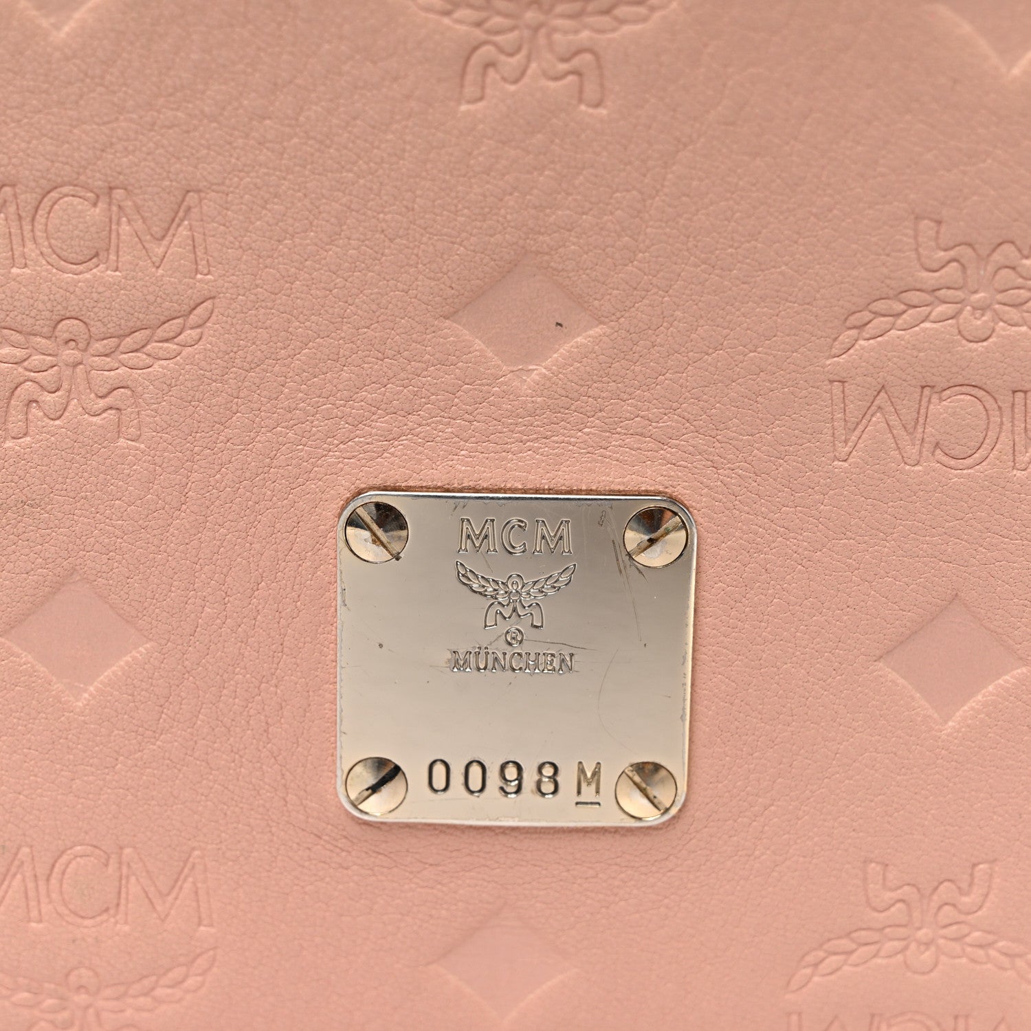 MCM Calfskin Ottomar Monogram Small Crossbody Zip Messenger Pouch Pink Blush 7 of 11