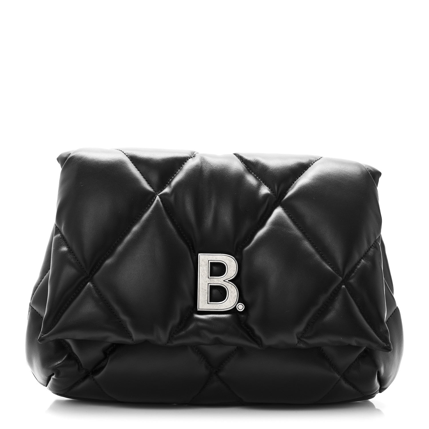 Balenciaga Nappa Calfskin Quilted Touch B Puffy Clutch Black 1 of 10