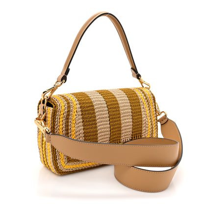 Fendi Canvas Ricamo Vitello Grace Snakeskin Embroidered Baguette Colubro Sand Pomelo 3 of 9