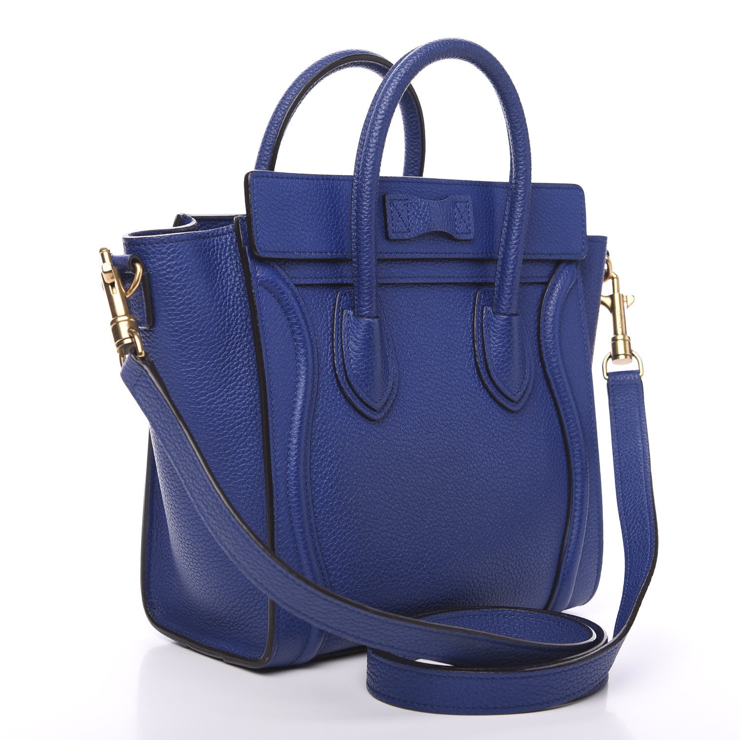 Celine Drummed Calfskin Nano Luggage Indigo 2 of 11