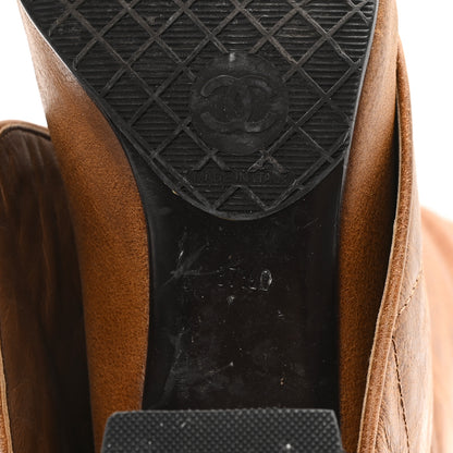 Chanel Calfskin Quilted CC High Boots 37.5 Brown 6 of 9