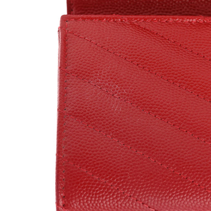 Saint Laurent Grain De Poudre Matelasse Chevron Small Monogram Envelope Wallet Rouge Eros 8 of 8